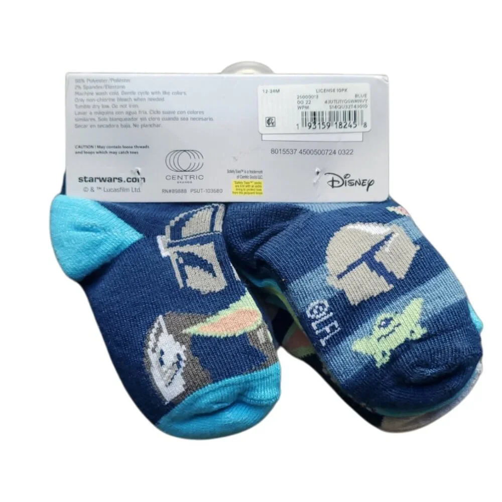 Disney Star Wars The Mandalorian Toddler Boys Socks 10-Pack Size 12-24